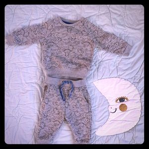 Primark 2 piece Dinosaur Sweat Set Grey 3-6 month